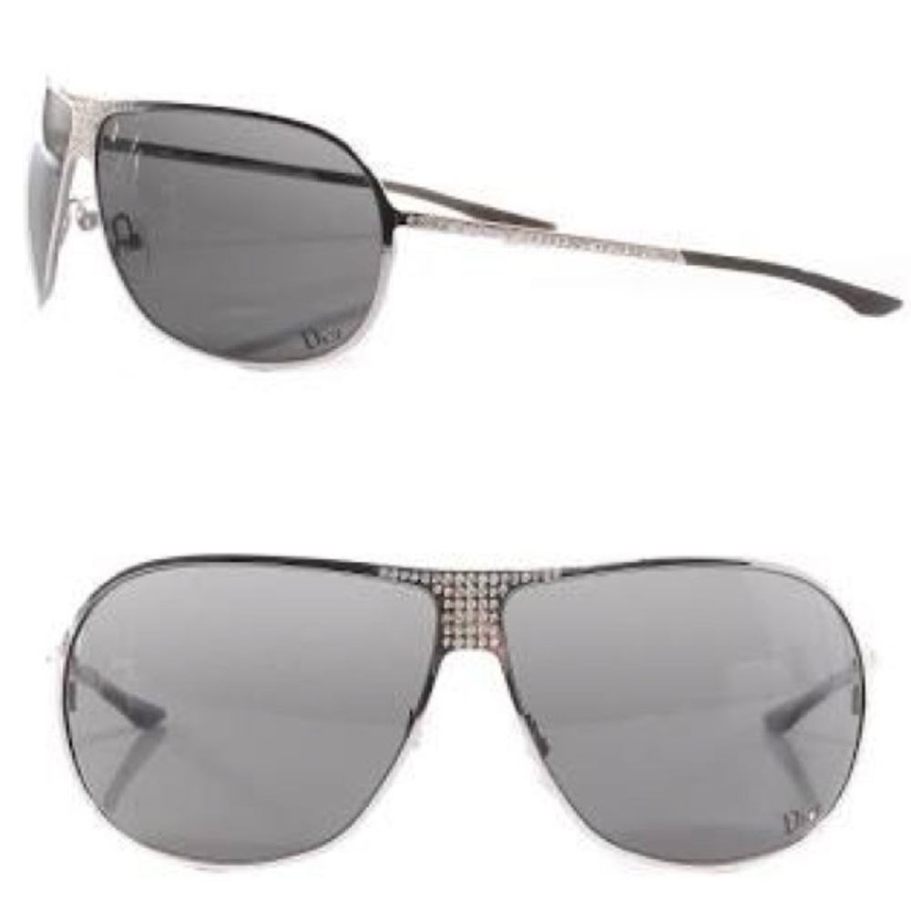 Vintage Hard Dior 1 Silver Sunglasses with Case
